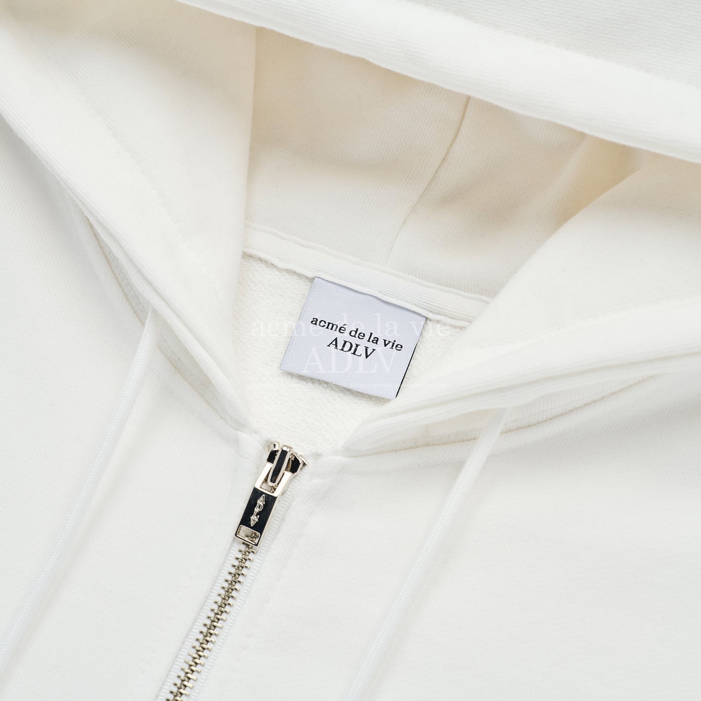 ADLV Basic Logo Needlework Hoodie Zip Up Cream