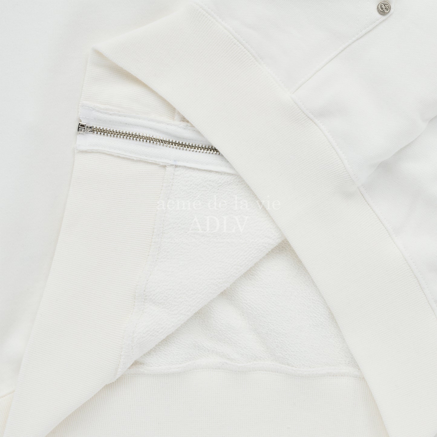 ADLV Basic Logo Needlework Hoodie Zip Up Cream