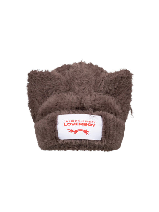 CHARLES JEFFREY LOVERBOY Fluffy Chunky Ears Beanie Brown