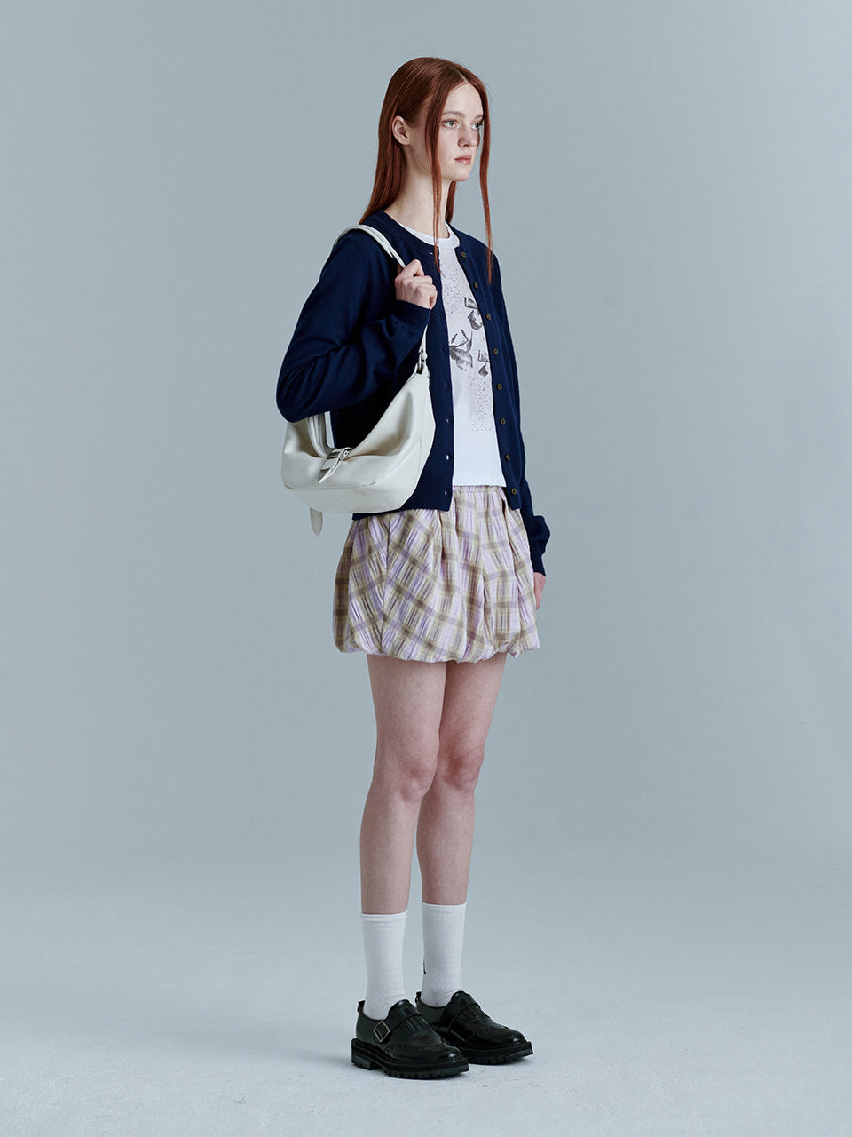 MARGESHERWOOD Belted Hobo Medium_Cream Glossy Plain