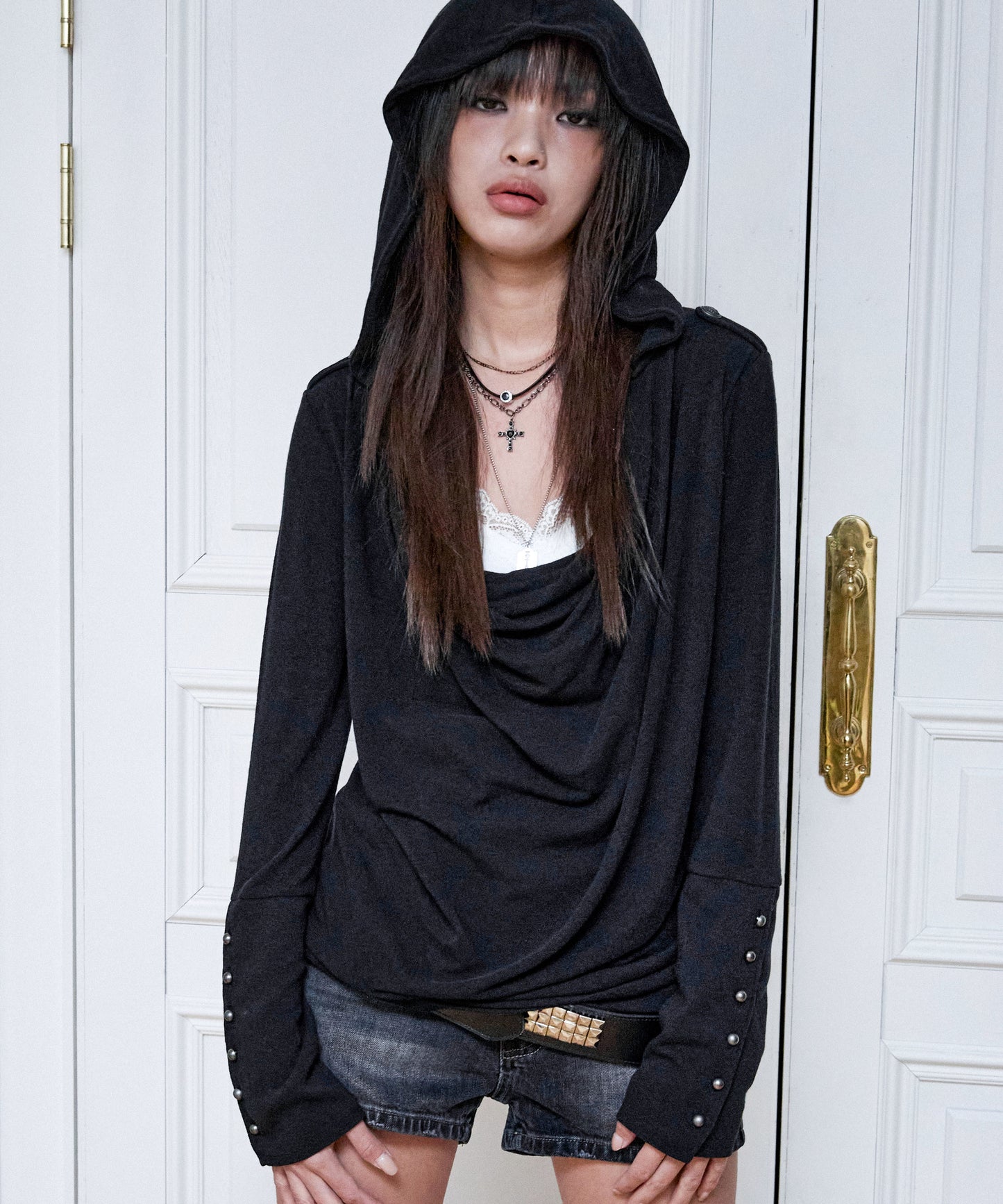 NOTKNOWING Mili Drape Cowl Hoodie