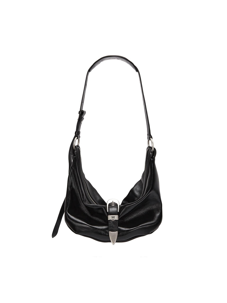 MARGESHERWOOD Belted Hobo Medium_Black Glossy Plain