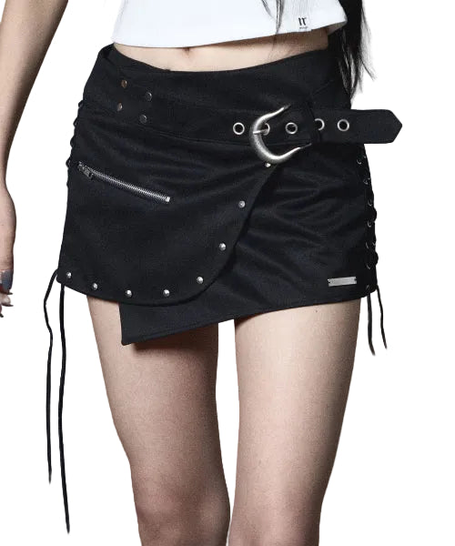 NOTKNOWING Stud Lace-Up Wrap Skirt
