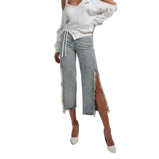BLING Denim Split Side Wide Leg Pant