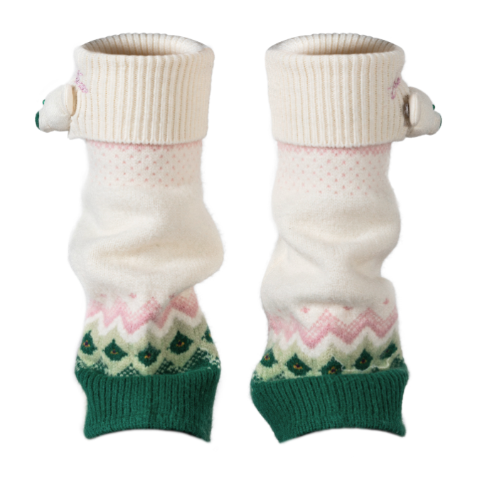 13DE MARZO Fair Isle Leg Warmer Beige