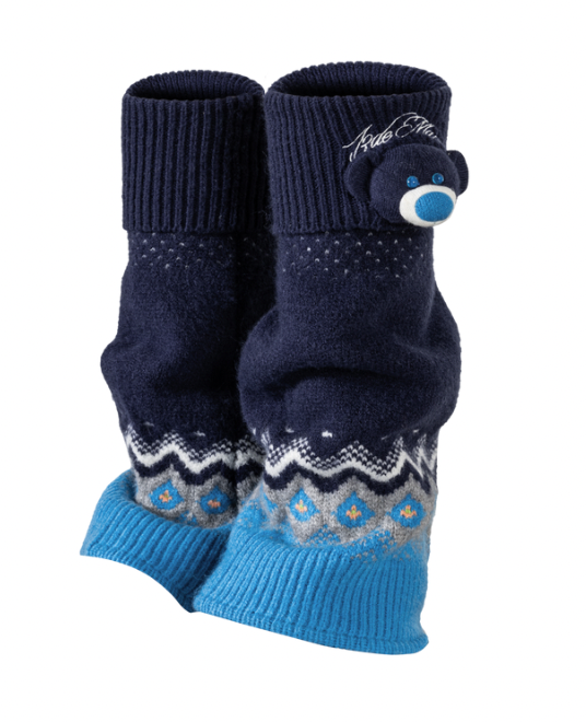 13DE MARZO Fair Isle Leg Warmer Navy Blue
