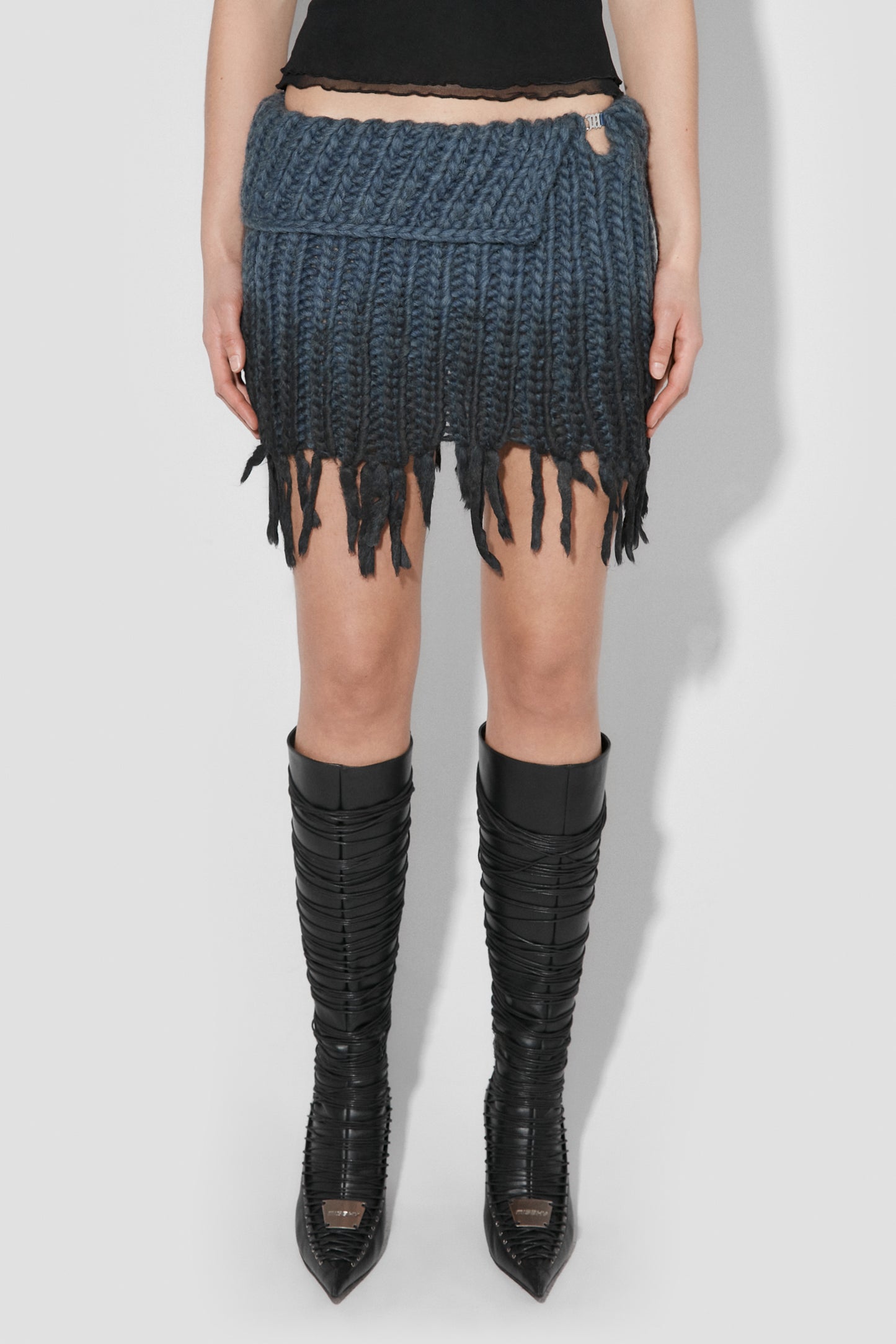 MISBHV Coated Bulky Knitted Mini Skirt