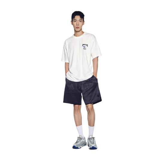 ADLV World Wide Globe Bear Artwork Short Sleeve T-Shirt (Overseas Exclusive) Cream