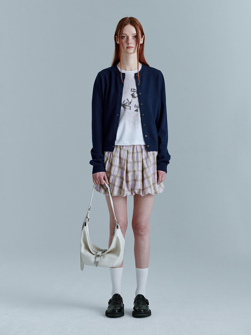MARGESHERWOOD Belted Hobo Medium_Cream Glossy Plain