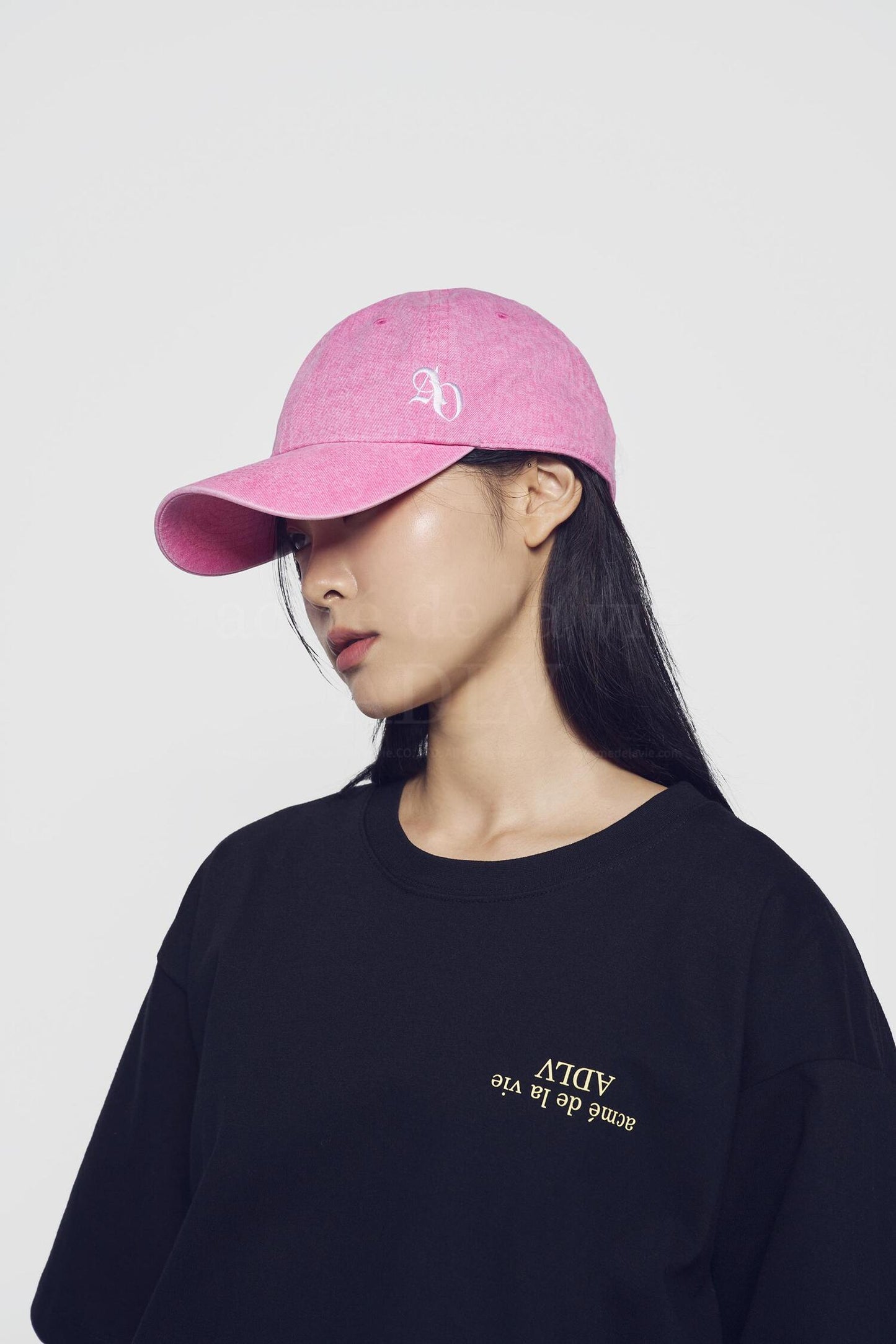 ADLV Side Symbol Point Pigment Washing Ball Cap Pink