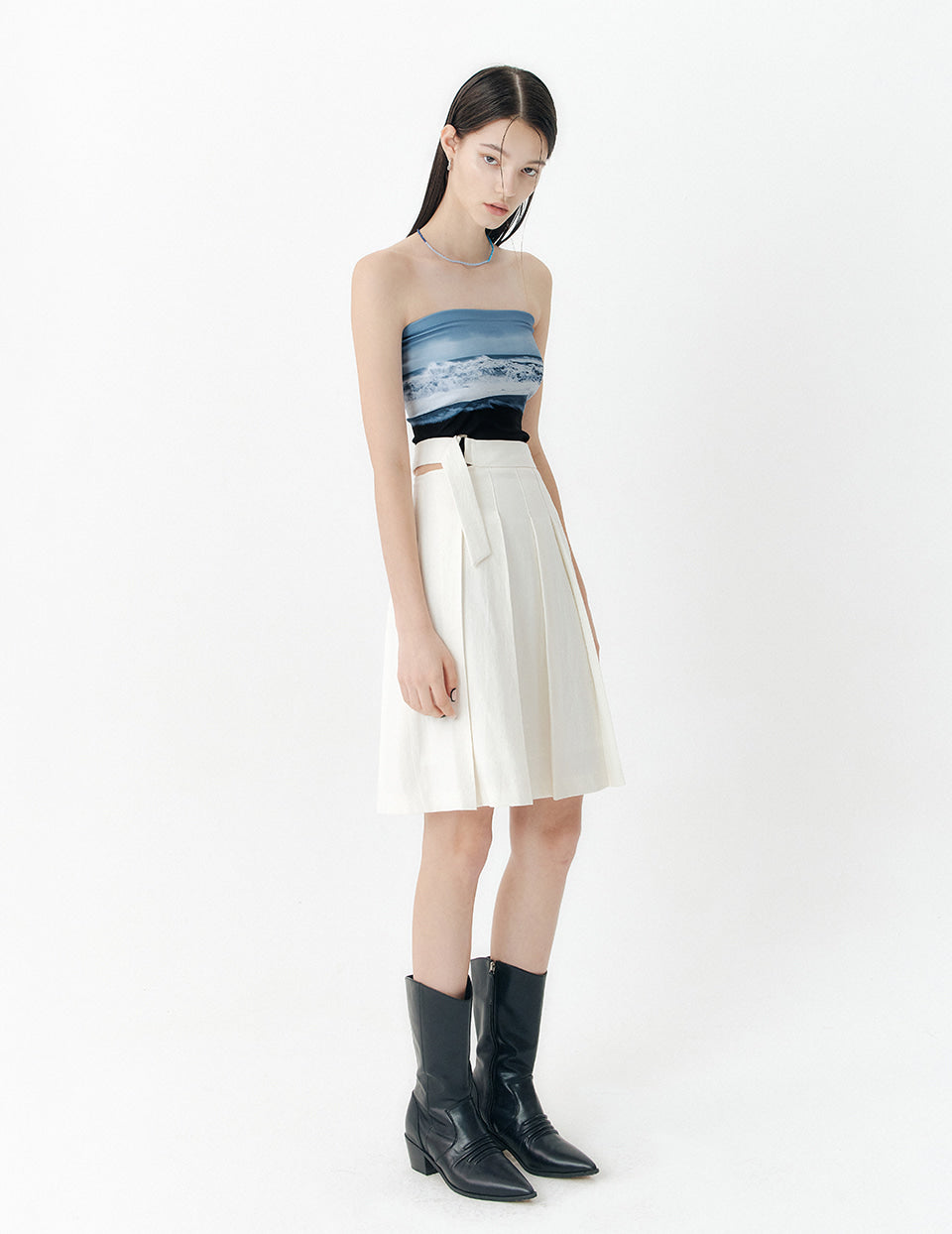 YUSE Printed Tube Top - Blue Wave