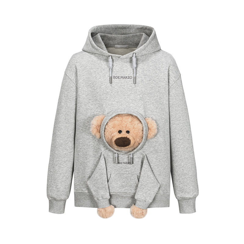 13DE MARZO Doozoo Pocket Bear Hoodie Grey