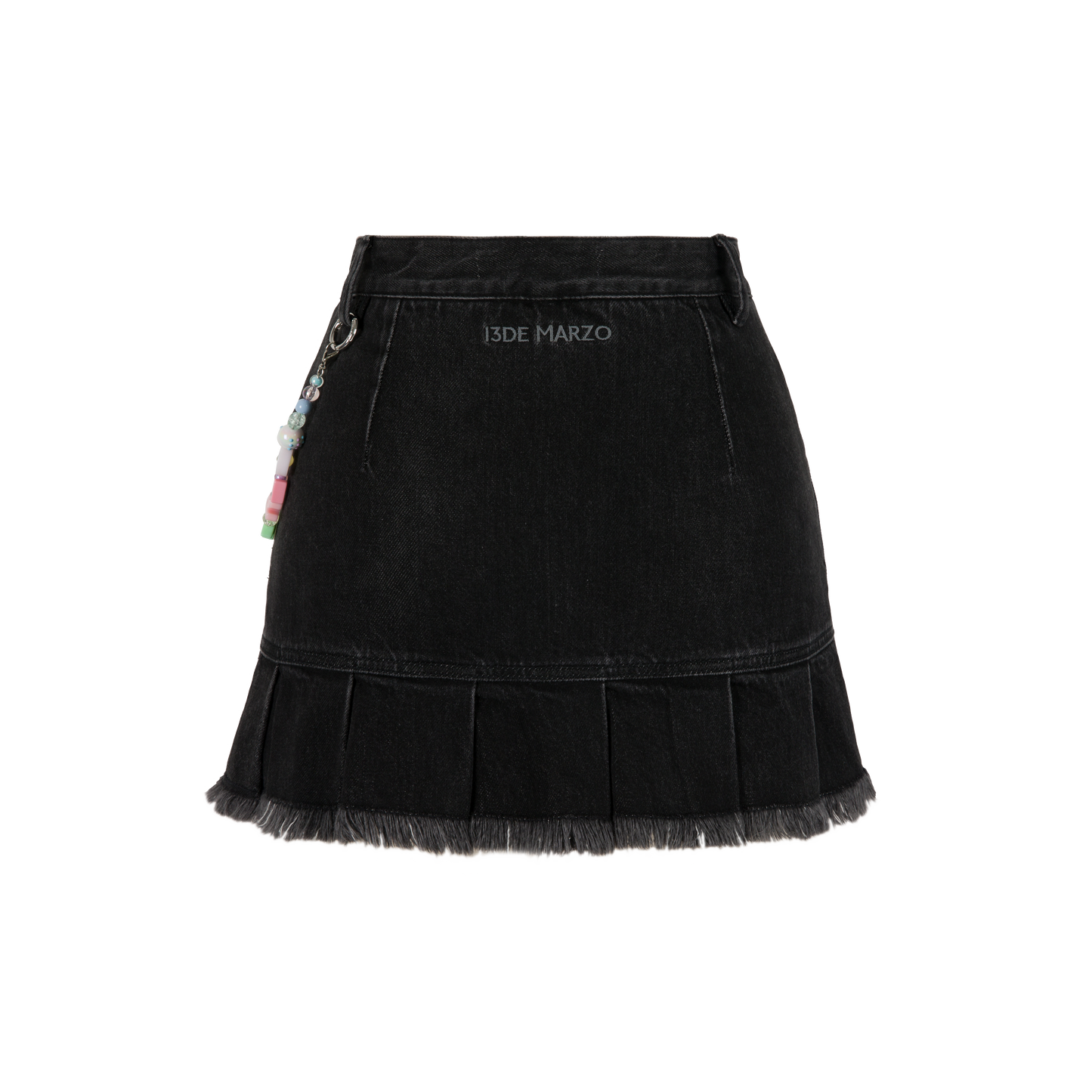 13DE MARZO Logo Bead Chain Denim Skirt  Black