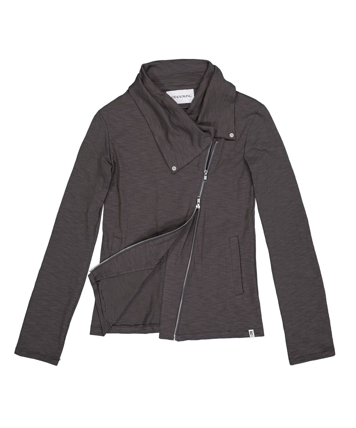 NOTKNOWING Drape Collar Zip Up Grey