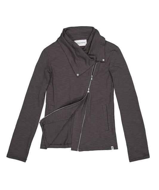 NOTKNOWING Drape Collar Zip Up Grey