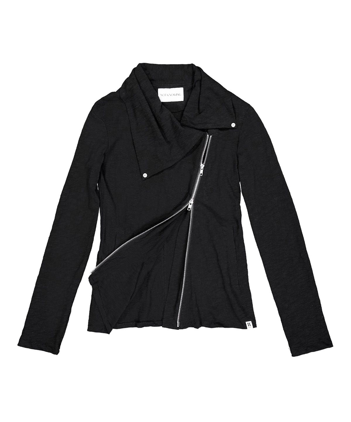 NOTKNOWING Drape Collar Zip Up Black