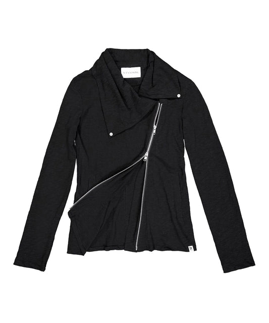 NOTKNOWING Drape Collar Zip Up Black