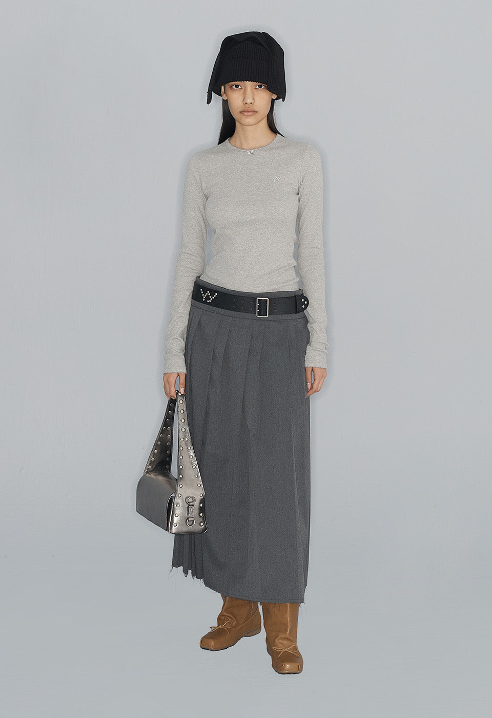 OPEN YY Pleated Wrap Maxi Skirt Gray – LAW DIVINE