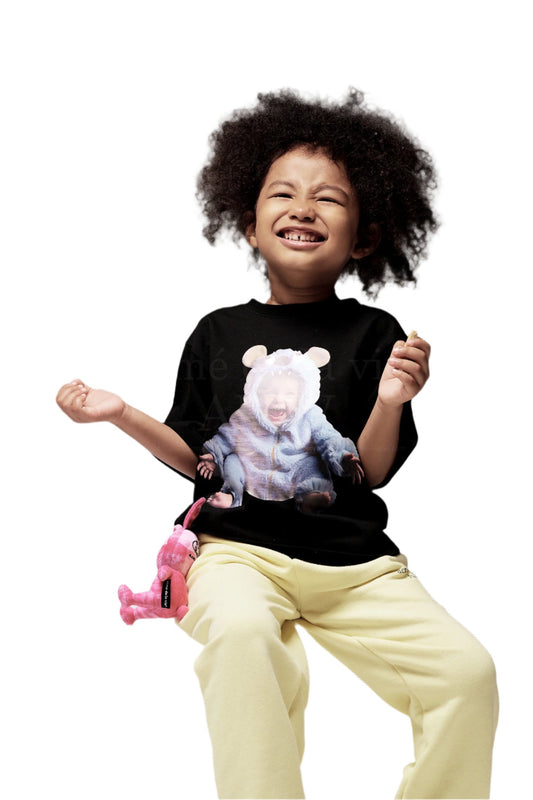 ADLV Kids Babt Face Monster Baby Short Sleeve T-shirt Black