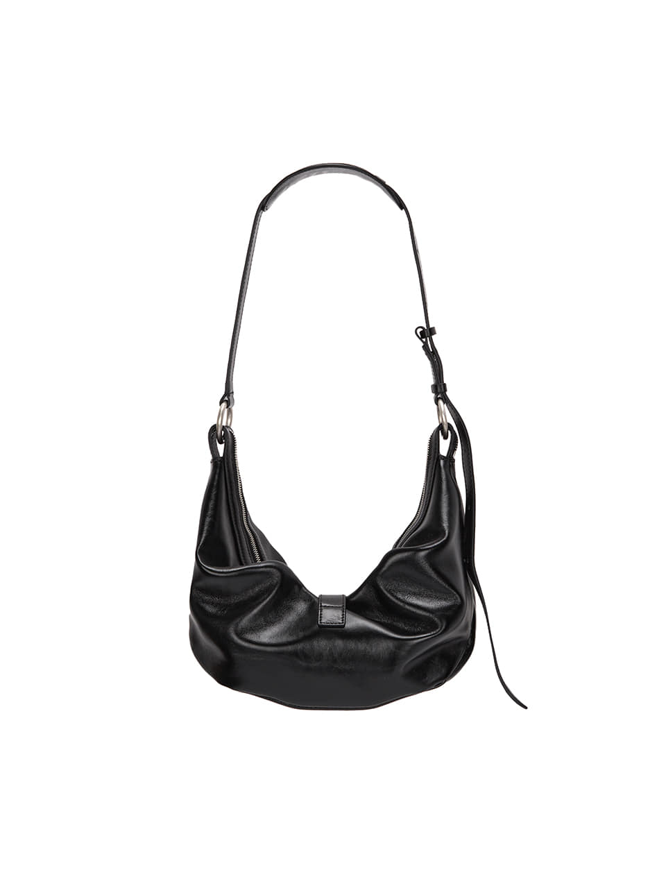 MARGESHERWOOD Belted Hobo Medium_Black Glossy Plain