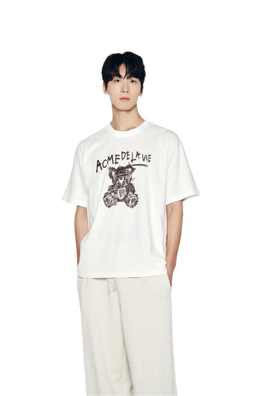 ADLV Drawing Bear Short Sleeve T-Shirt Cream
