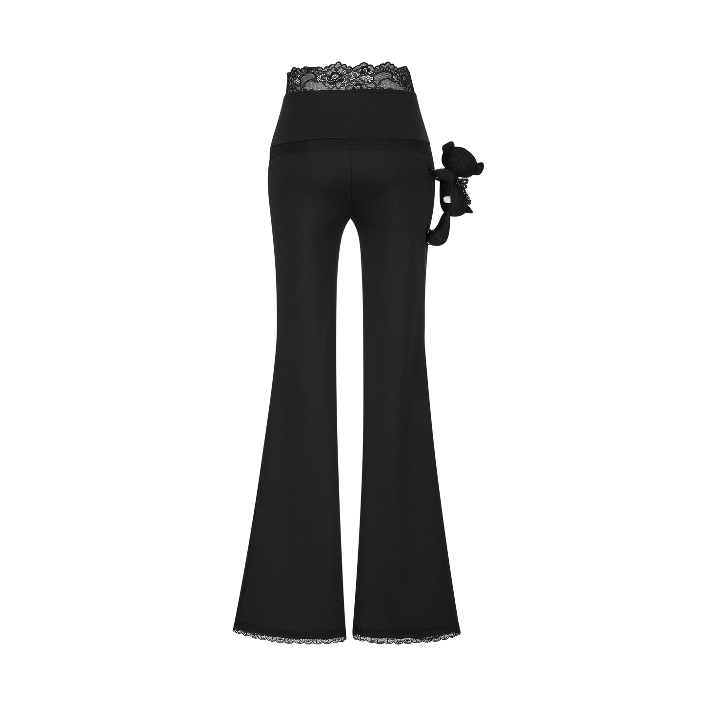 13DE MARZO Bear Lacy Flare Pants Black