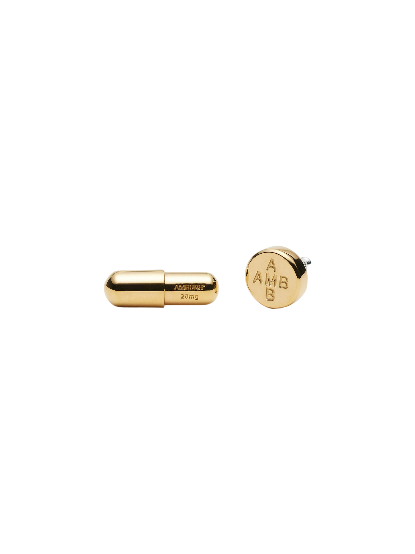 AMBUSH Pill Charm Stud Earrings Gold