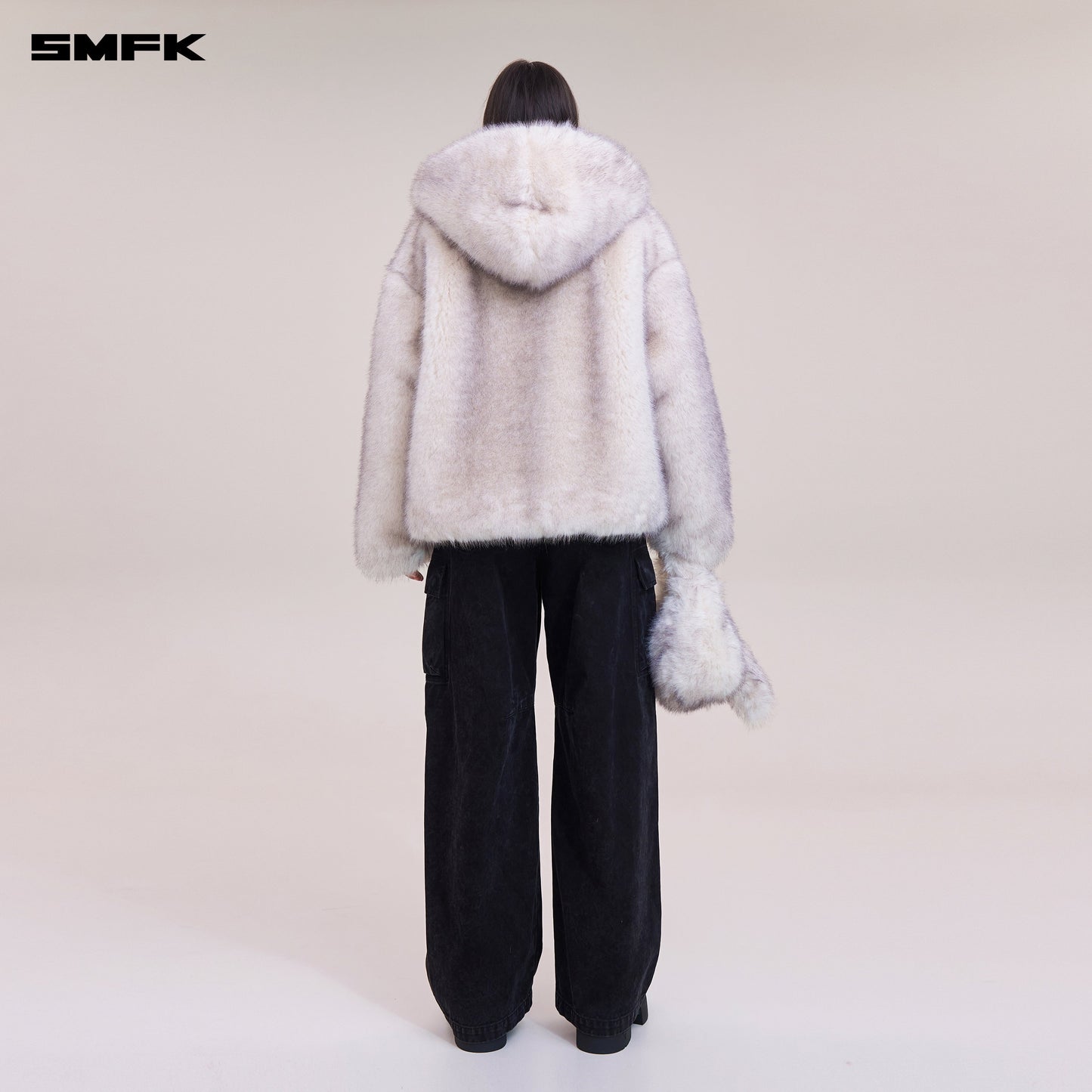 SMFK Compass Mode Wasteland Furry Loose Hoodie Arctic Fox White