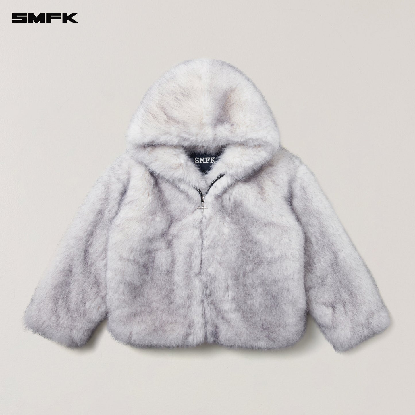 SMFK Compass Mode Wasteland Furry Loose Hoodie Arctic Fox White
