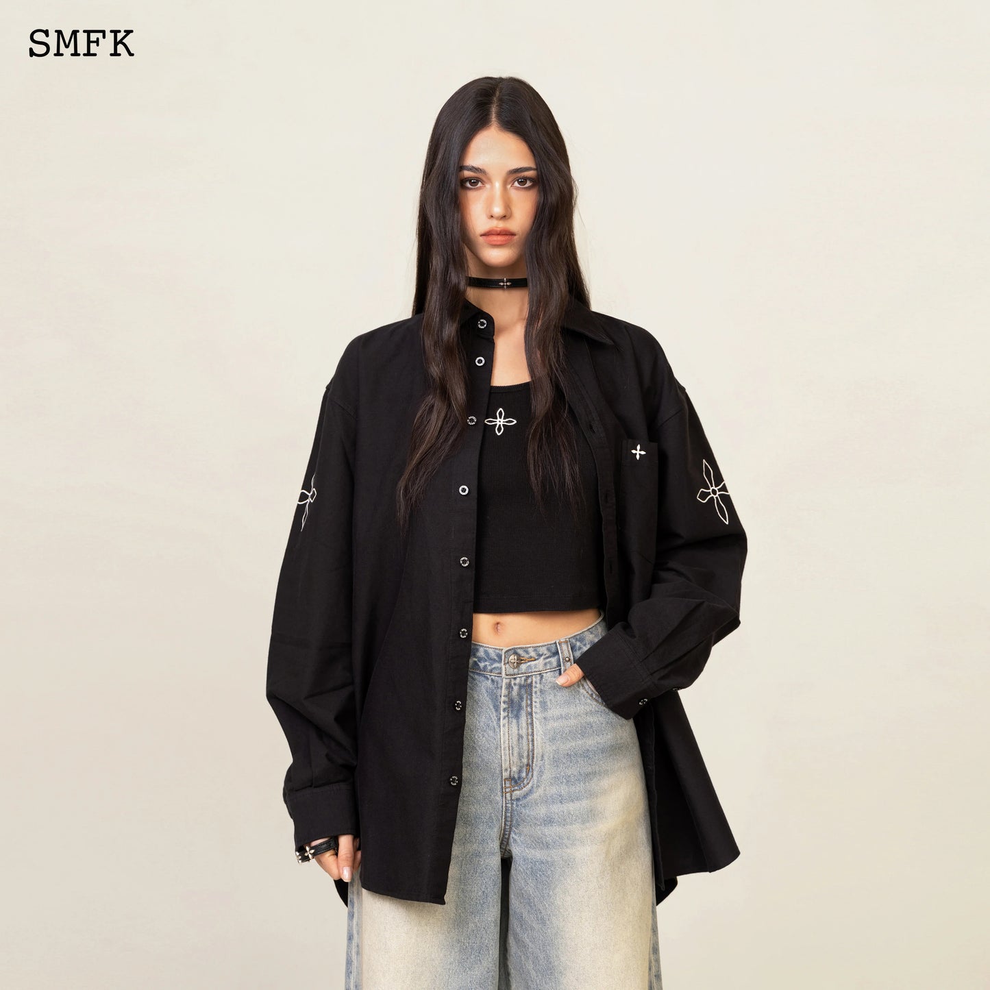 SMFK Compass Black Night Flower Classical Shirt