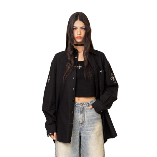 SMFK Compass Black Night Flower Classical Shirt