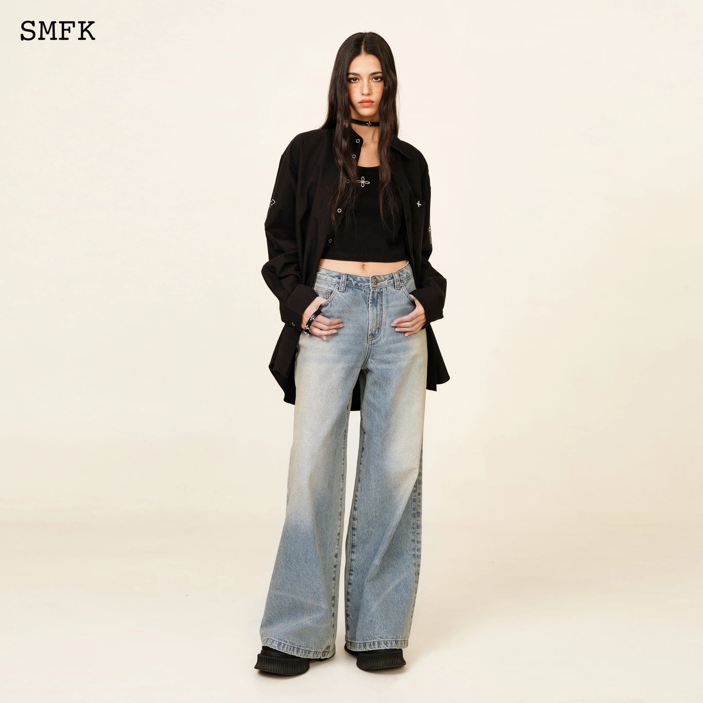 SMFK Compass Black Night Flower Classical Shirt