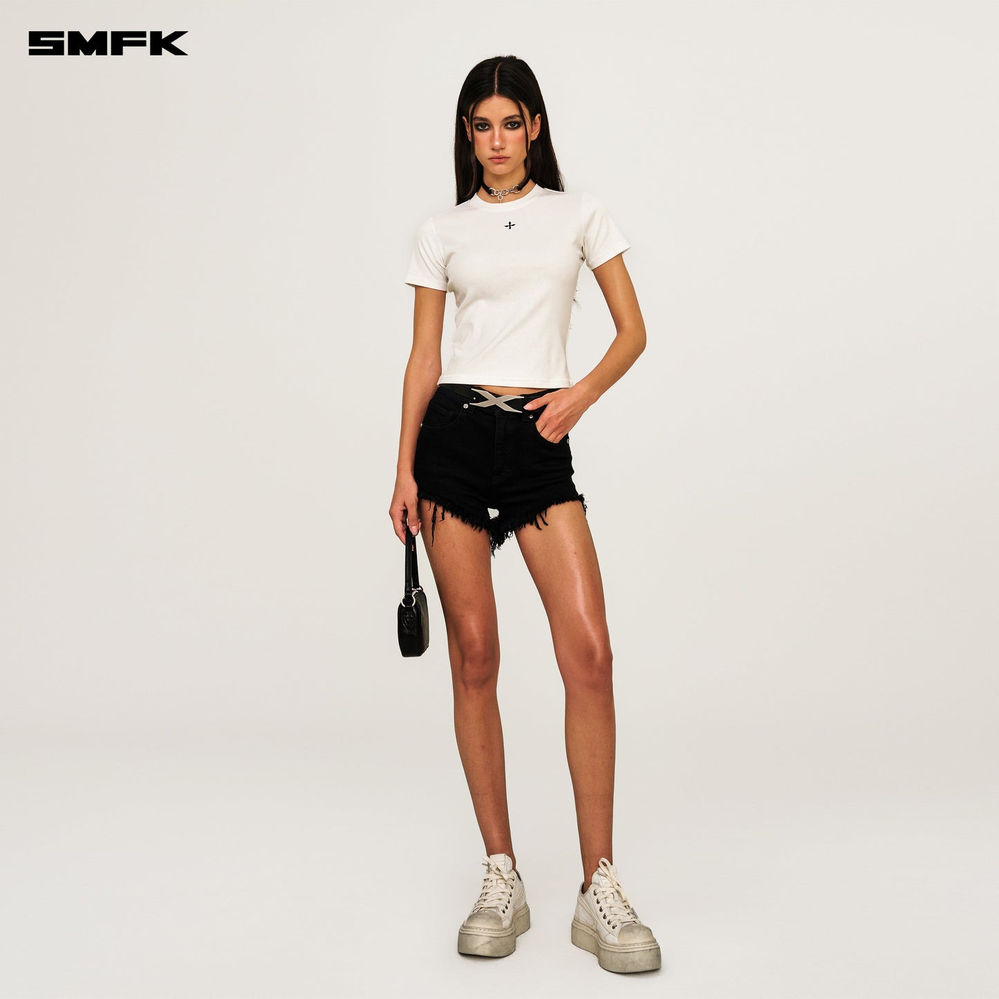 SMFK Compass Cross Badge Waist Tee White