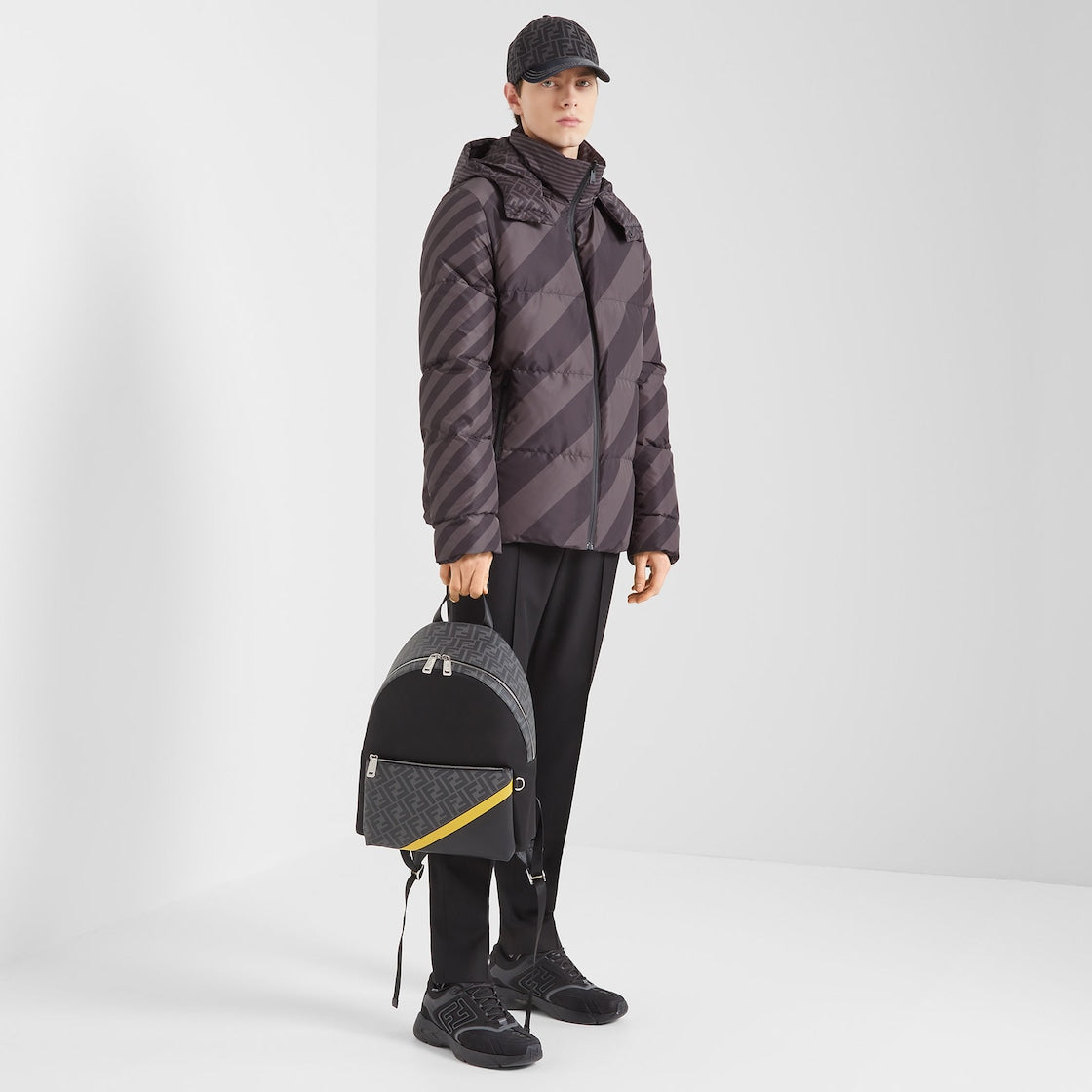 FENDI Diagonal Black Nylon Backpack