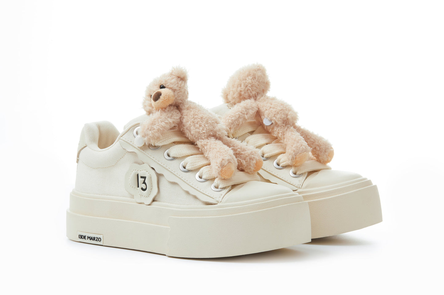 13DE MARZO Bear Platform Sneakers White