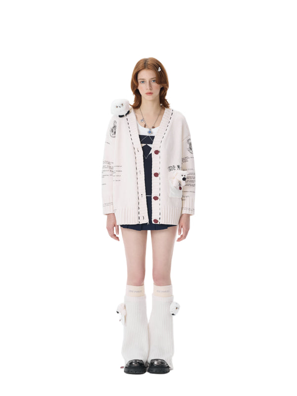 HARRY POTTER × 13DE MARZO Hedwig Hogwarts Offer Cardigan Beige