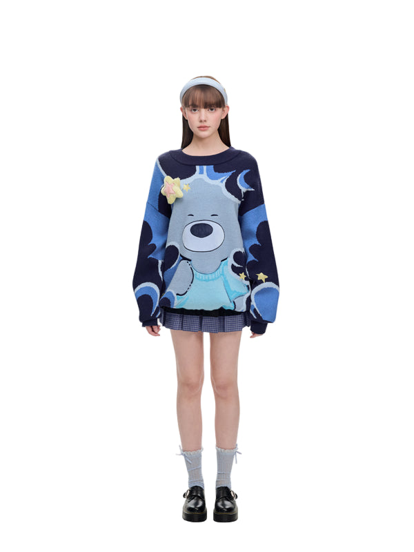 13DE MARZO Doozoo Day and Night Sweater Navy Blue