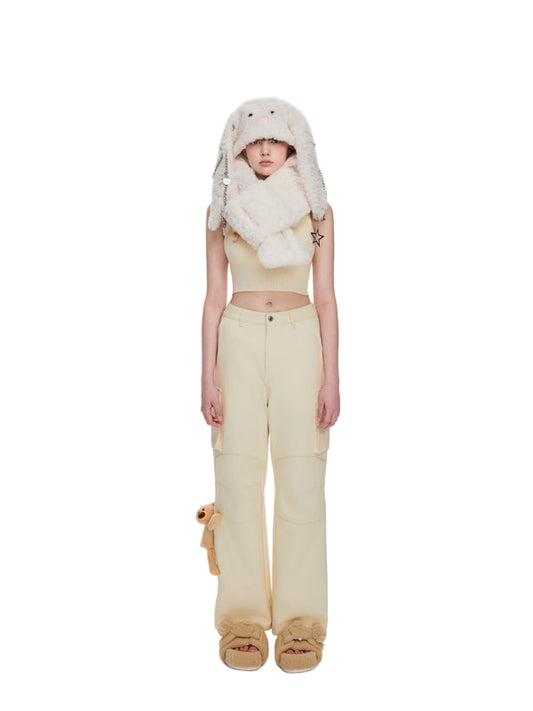 13DE MARZO Doozoo Multi-Pocket Cargo Pants Beige