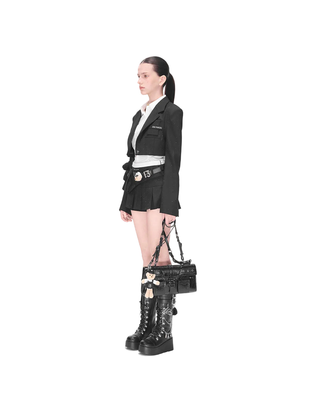 13DE MARZO Short Sparkle Blazer Black
