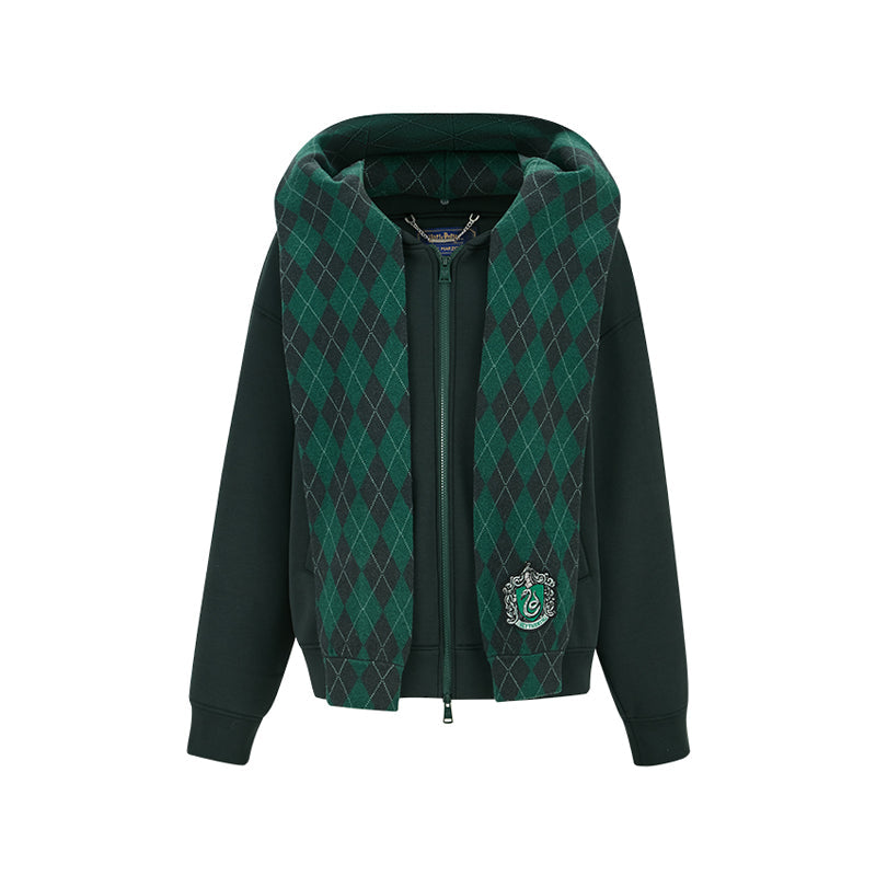 Harry Potter × 13DE MARZO Hogwarts Four Houses Bear Zipper Hoodie Slytherin