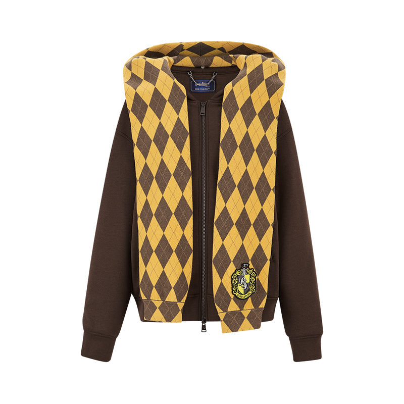 Harry Potter × 13DE MARZO Hogwarts Four Houses Bear Zipper Hoodie Hufflepuff