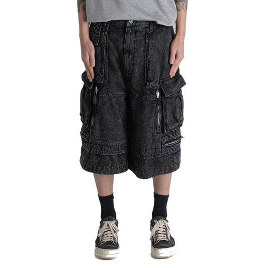 JUUN.J Washed Denim Wide Cargo Shorts