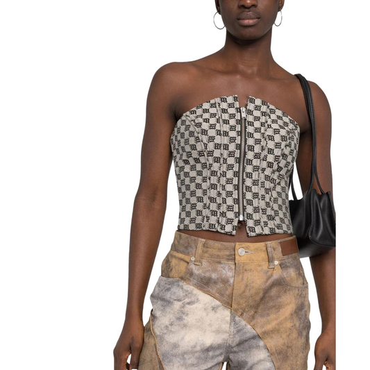 MISBHV Jacquard Canvas Monogram Corset Top