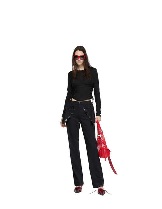 24ANS Strappy Crop Top Knitwear Black