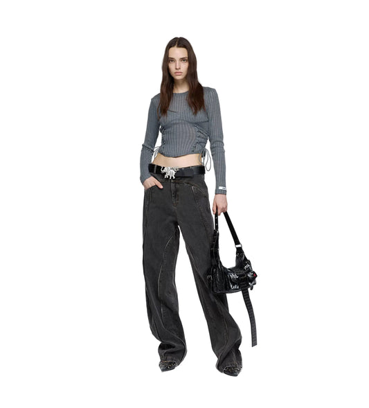 24ANS Strappy Crop Top Knitwear Grey
