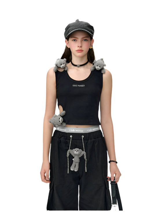 13DE MARZO Bear Loin Out Vest Black