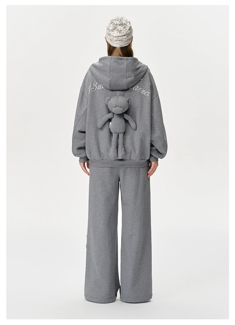 13DE MARZO Star Sand Zip Hoodie Grey