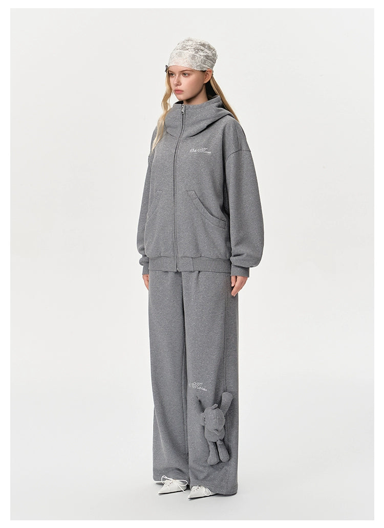 13DE MARZO Star Sand Zip Hoodie Grey