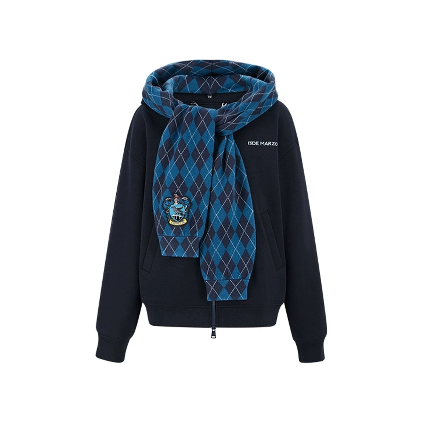 Harry Potter × 13DE MARZO Hogwarts Four Houses Bear Zipper Hoodie Blue