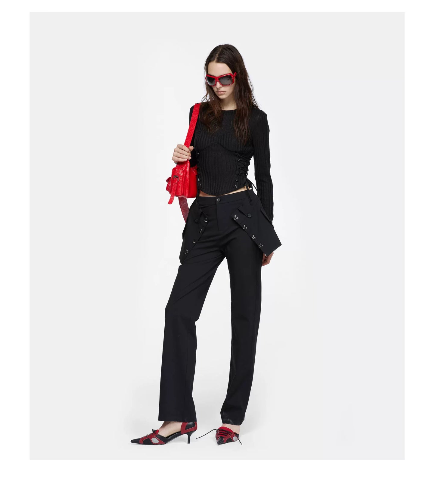24ANS Strappy Crop Top Knitwear Black